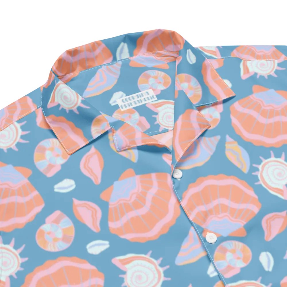 Retro Seashells Blue Hawaiian Shirt product image (5)