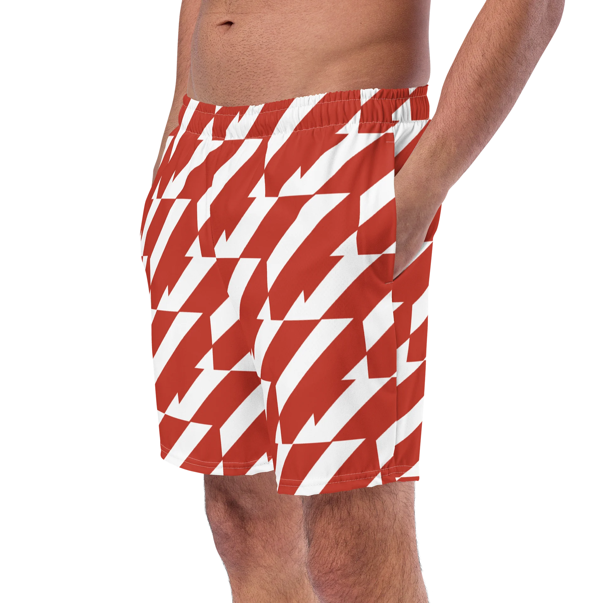 Red & White Men's Swim Trunks product image (1)