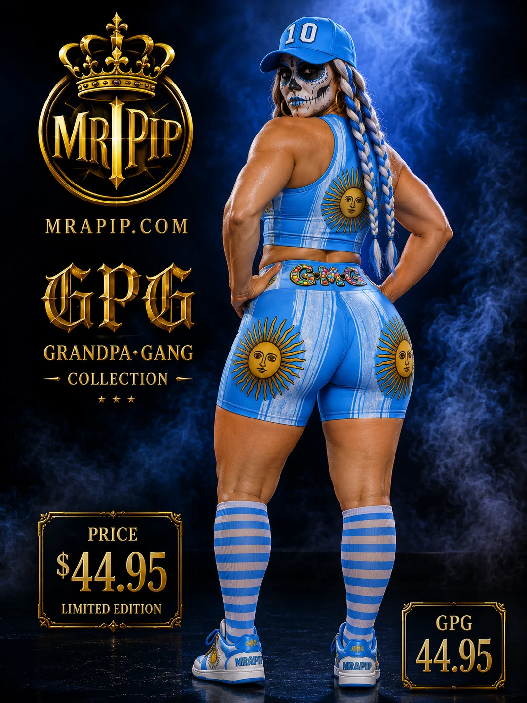 GMG Argentina Sky Women's Performance Biker Shorts | Grandma Gang Limited Edition product image (2)