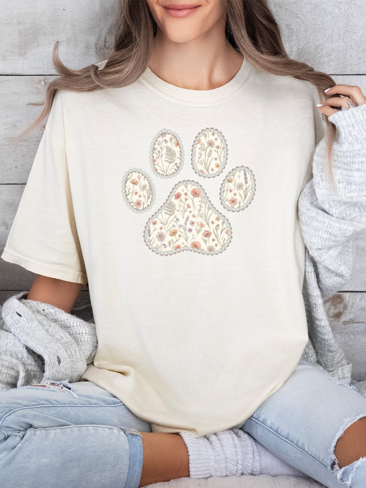 Floral Pearl Dog Paw Tee product image (26)