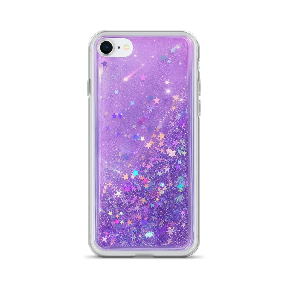 Pastel Purple Star Glitter liquid Clear iPhone Case product image (1)