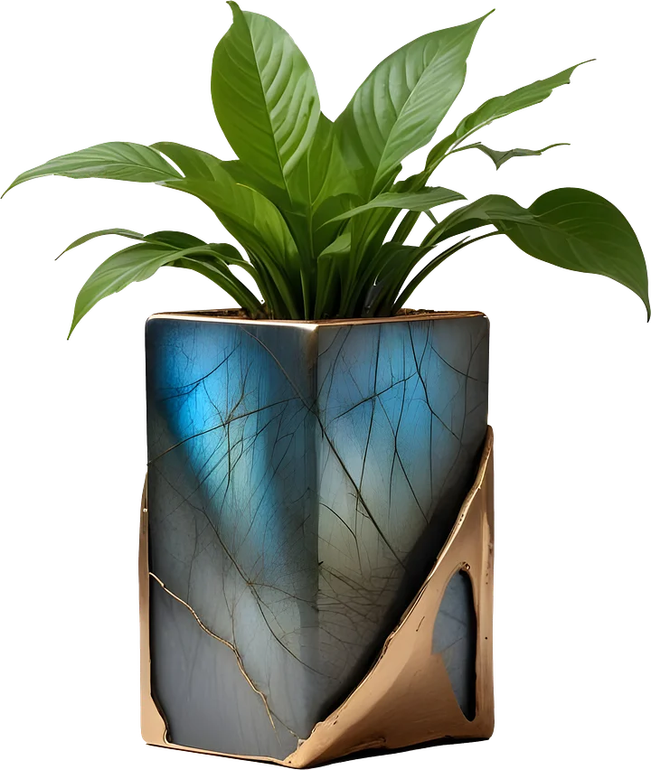 Stellar Luxe – Labradorite Textured Bronze Planter PNG product image (1)