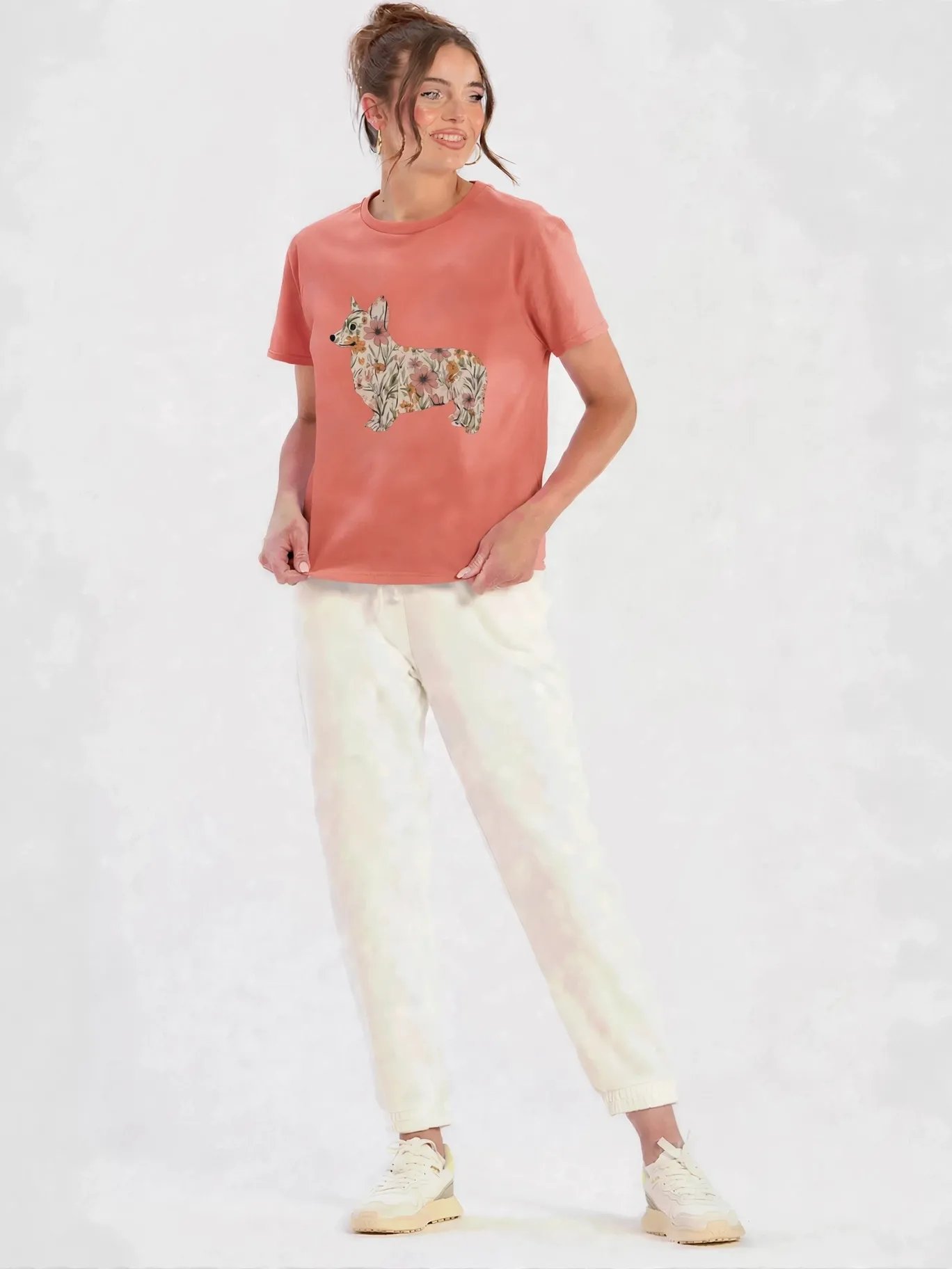El Dorado Atelier Soft Style T Shirt - Floral Corgi Design product image (1)