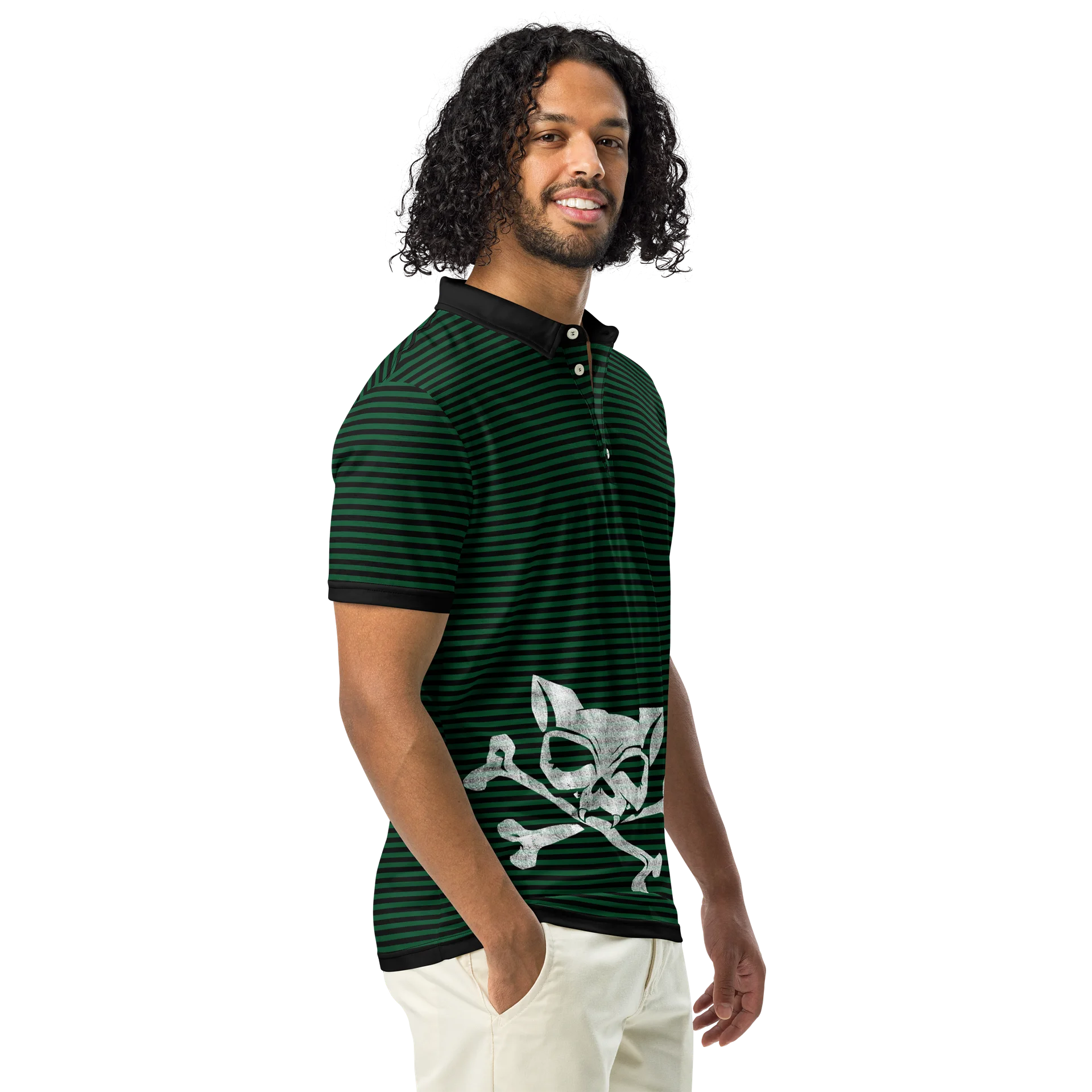 Green and Blaque Small Stripped Katskull Polo product image (1)