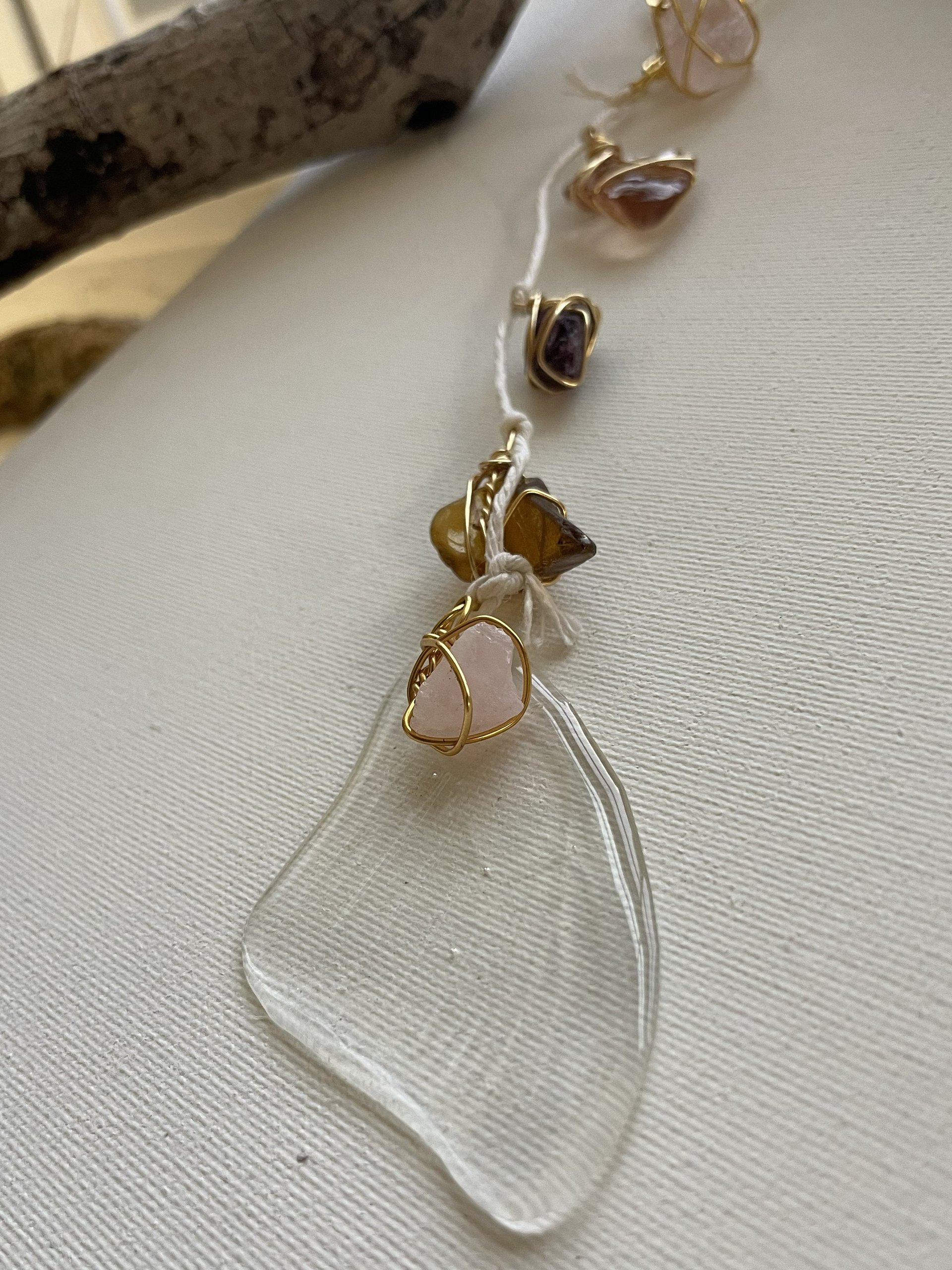 Sea Glass, Rose Quartz, & Fluorite Suncatcher product image (3)