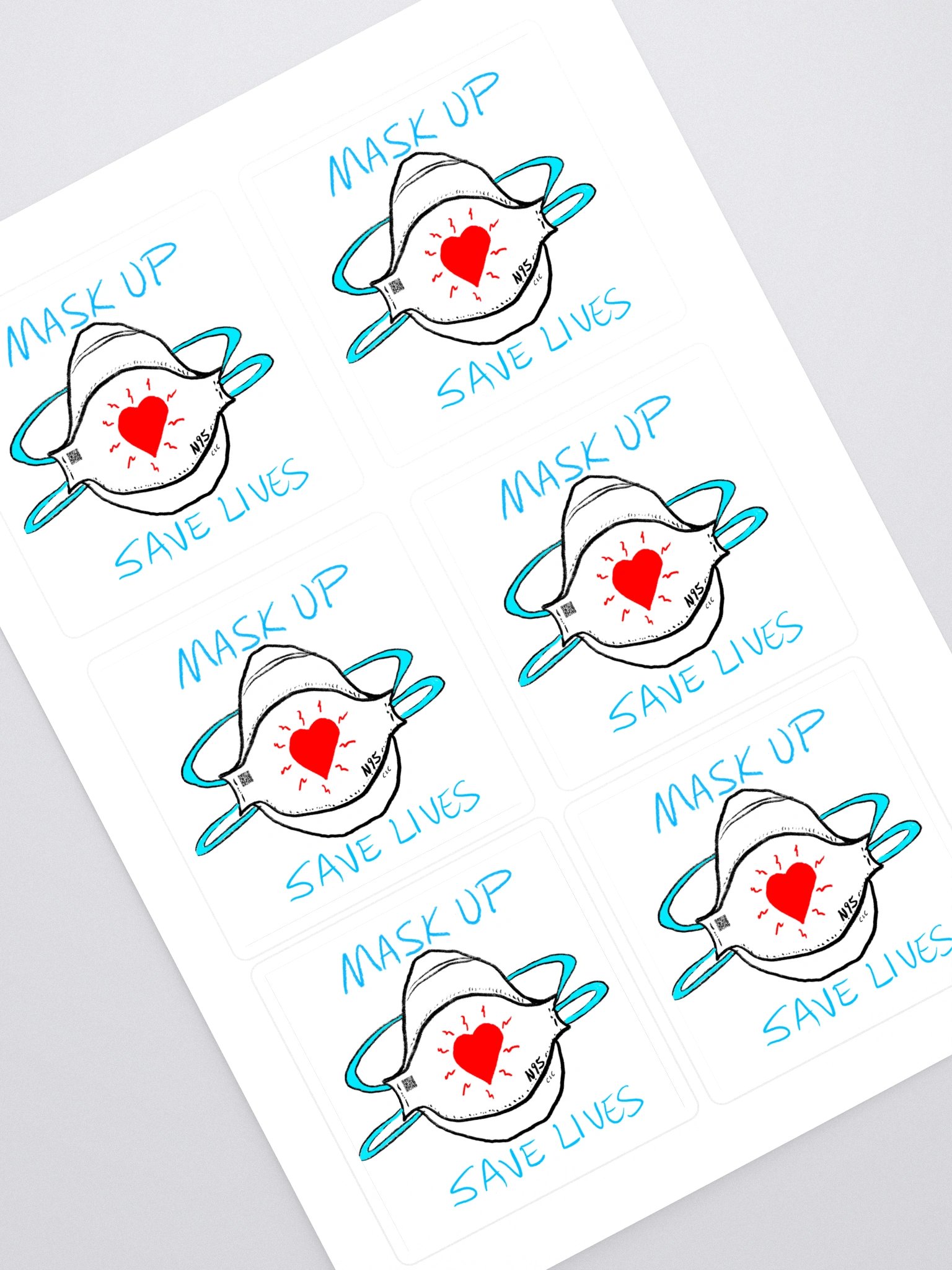 Mask Up Save Lives sticker 6 pack product image (1)