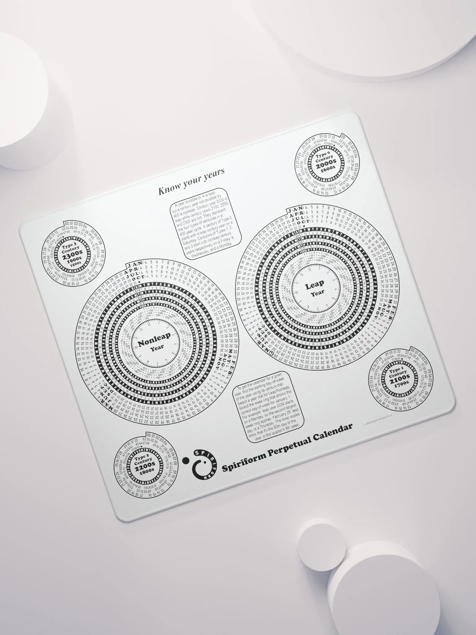 Spiriform Perpetual Calendar Gaming Mousepad 18