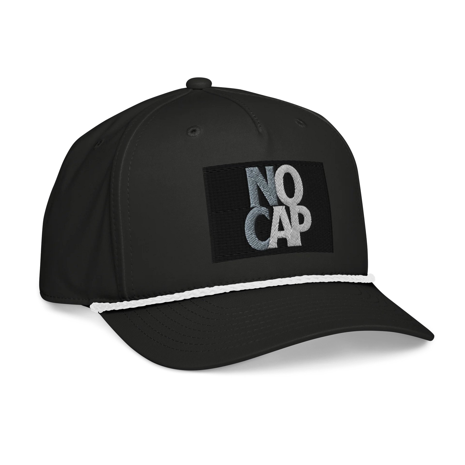 NO CAP GRAY & WHITE Classic Rope Cap | 5-Panel Premium Statement Hat product image (3)