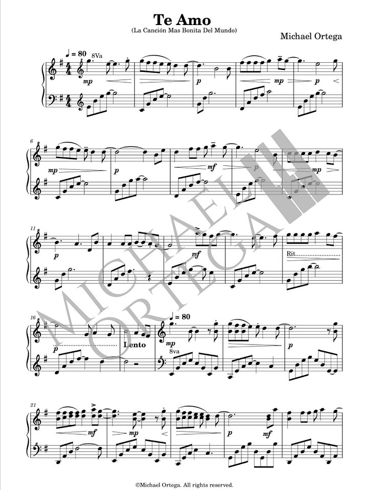 Te Amo - (Digital Score Download) product image (2)