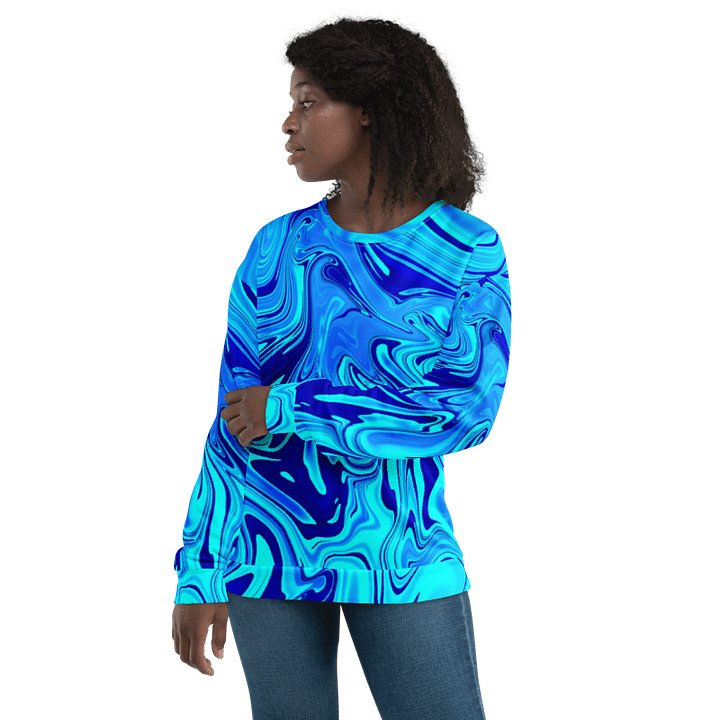Sweatshirt - Light and Dark Blue Digital Fluid Art product image (1)