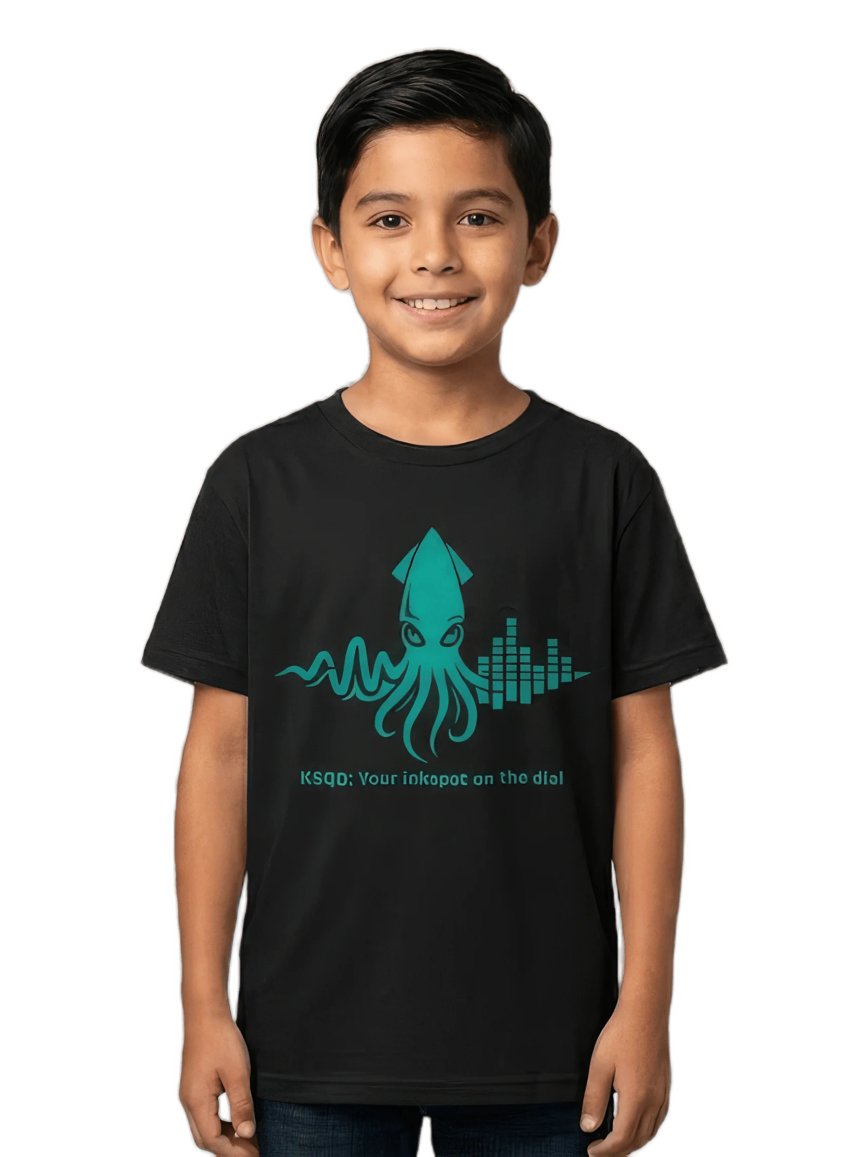 KSQD “Soundwave Squid” Youth Performance T-Shirt (Blue Squid) product image (1)