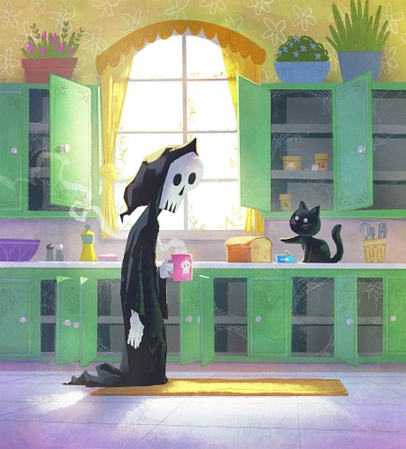 “Well,” said the Cat. “How about a sandwich?”
“I’ve never had a sandwich before,” said the Skeleton.
“I’m very good at sandwi...