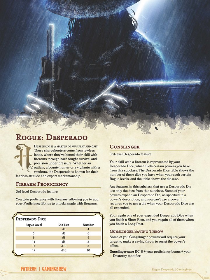 Desperado | 5E Rogue Subclass product image (2)