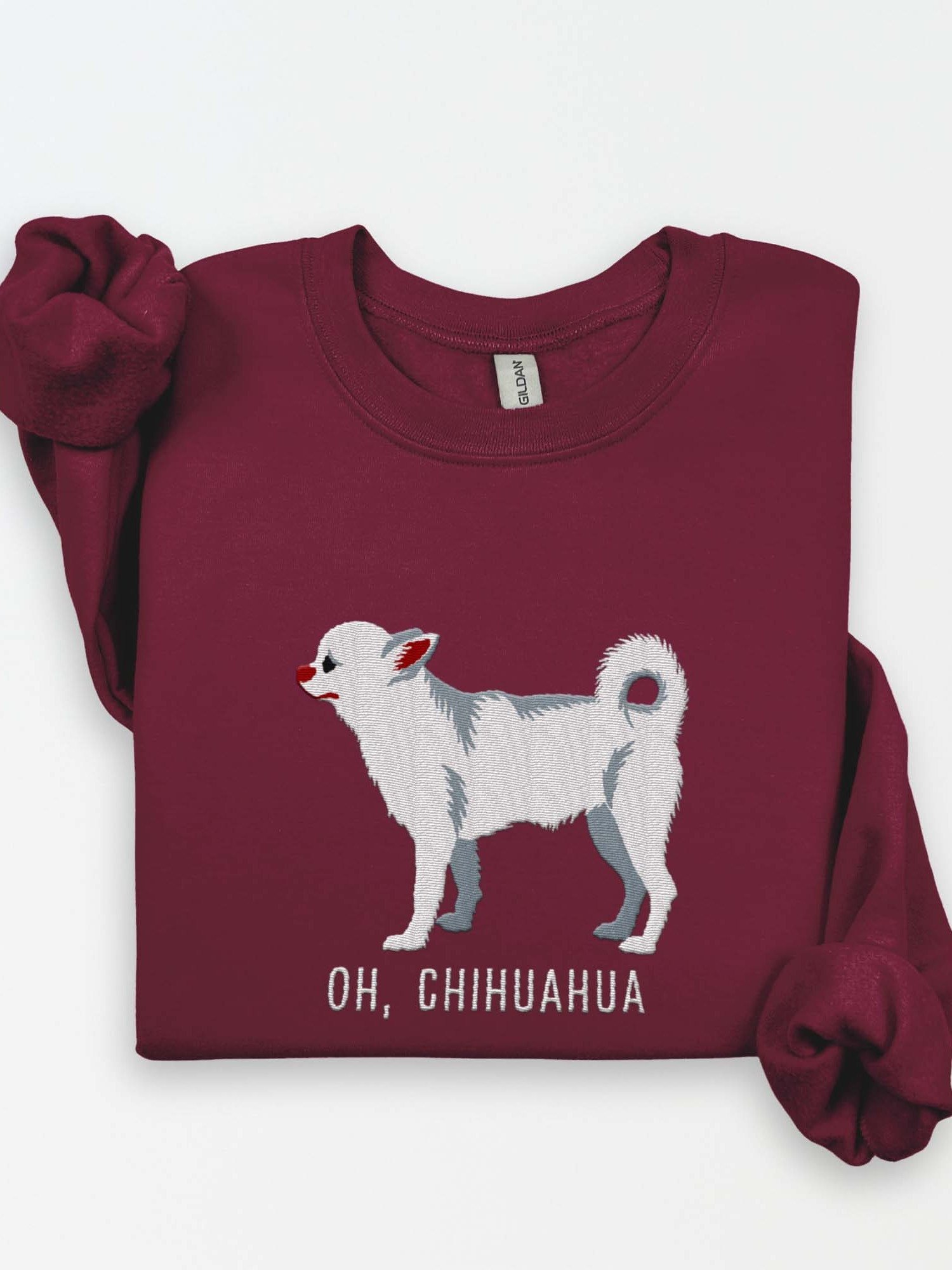 Oh, Chihuahua Sweatshirt (Embroidered) of a Chihuahua(White) product image (1)