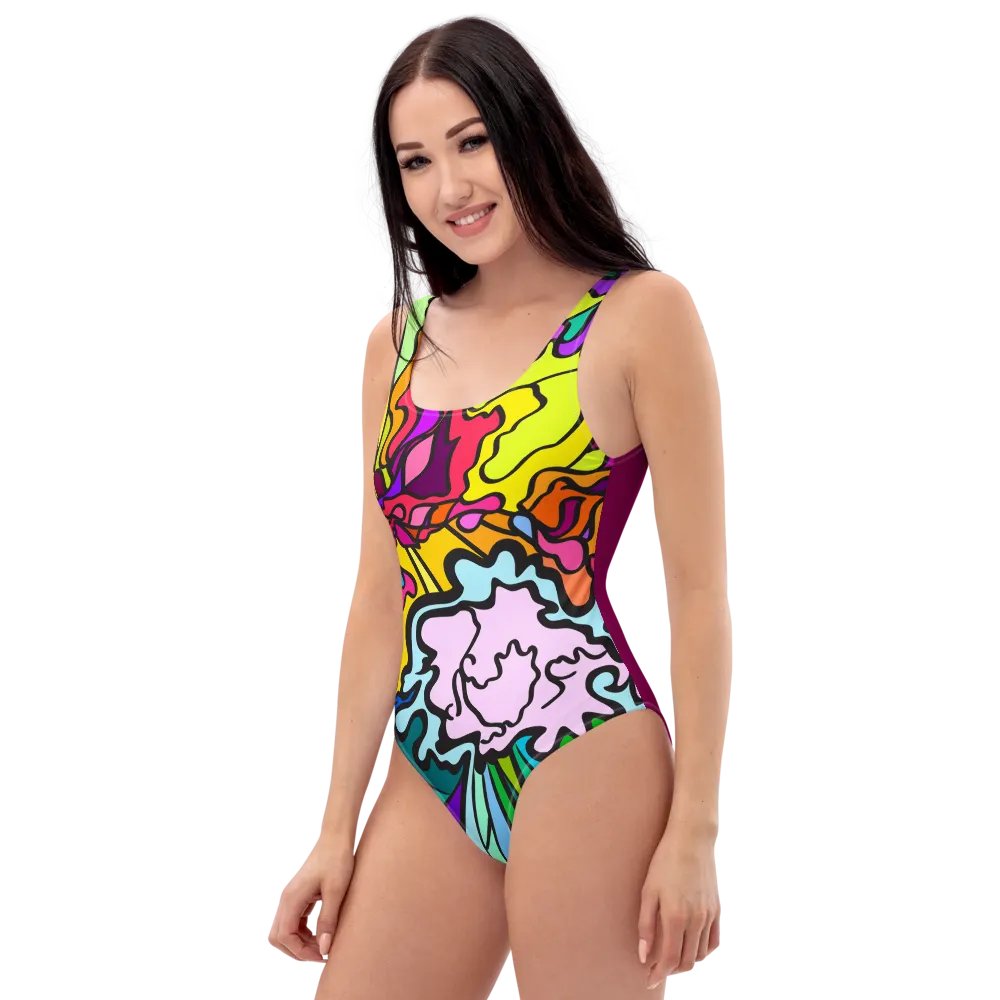 Psychedelic Flow All-Over Swimsuit - Wave at Sunset product image (5)