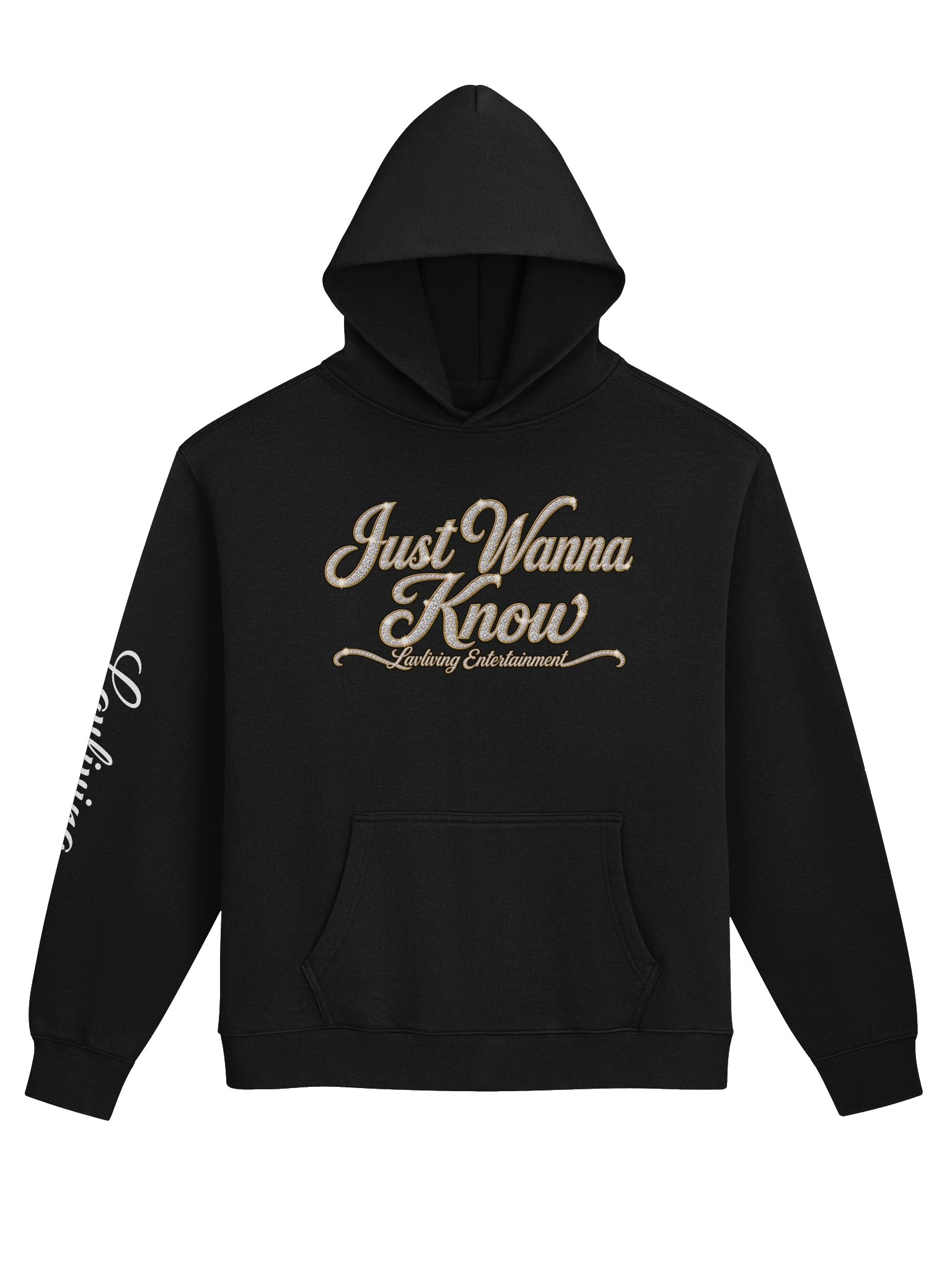 Just Wanna Know diamond hoodie — actual product view