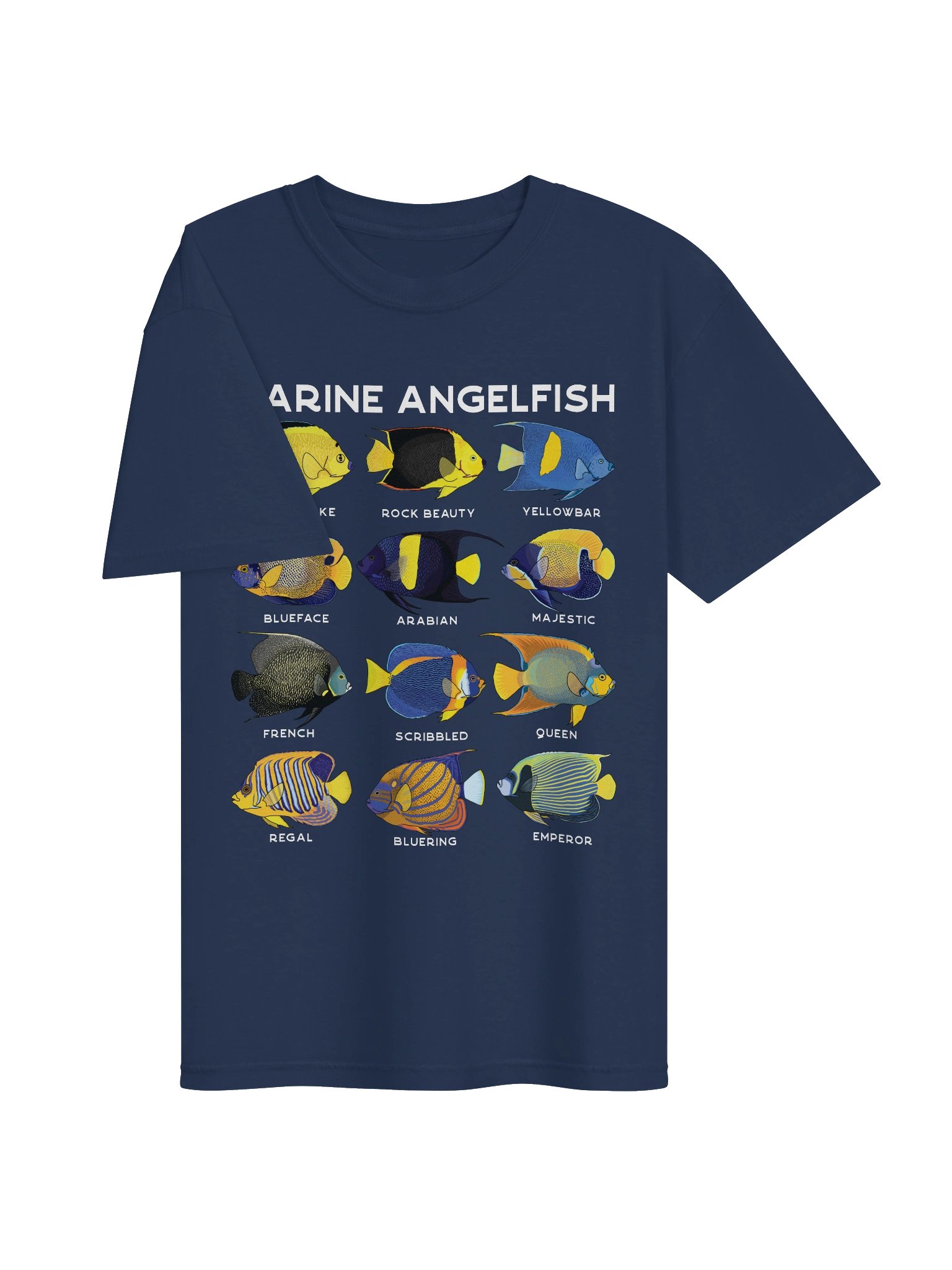 Marine Angelfish Identification Chart T-Shirt for Reef Aquarium Lovers product image (7)