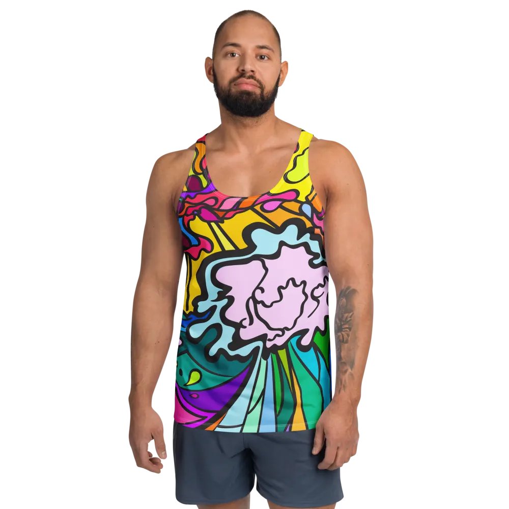 Vibrant Swirls All-Over Tank Top - Wave at Sunset product image (1)