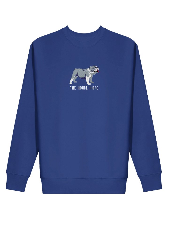 The House Hippo Sweatshirt (Embroidered) of an English Bulldog(Blue & White) product image (16)