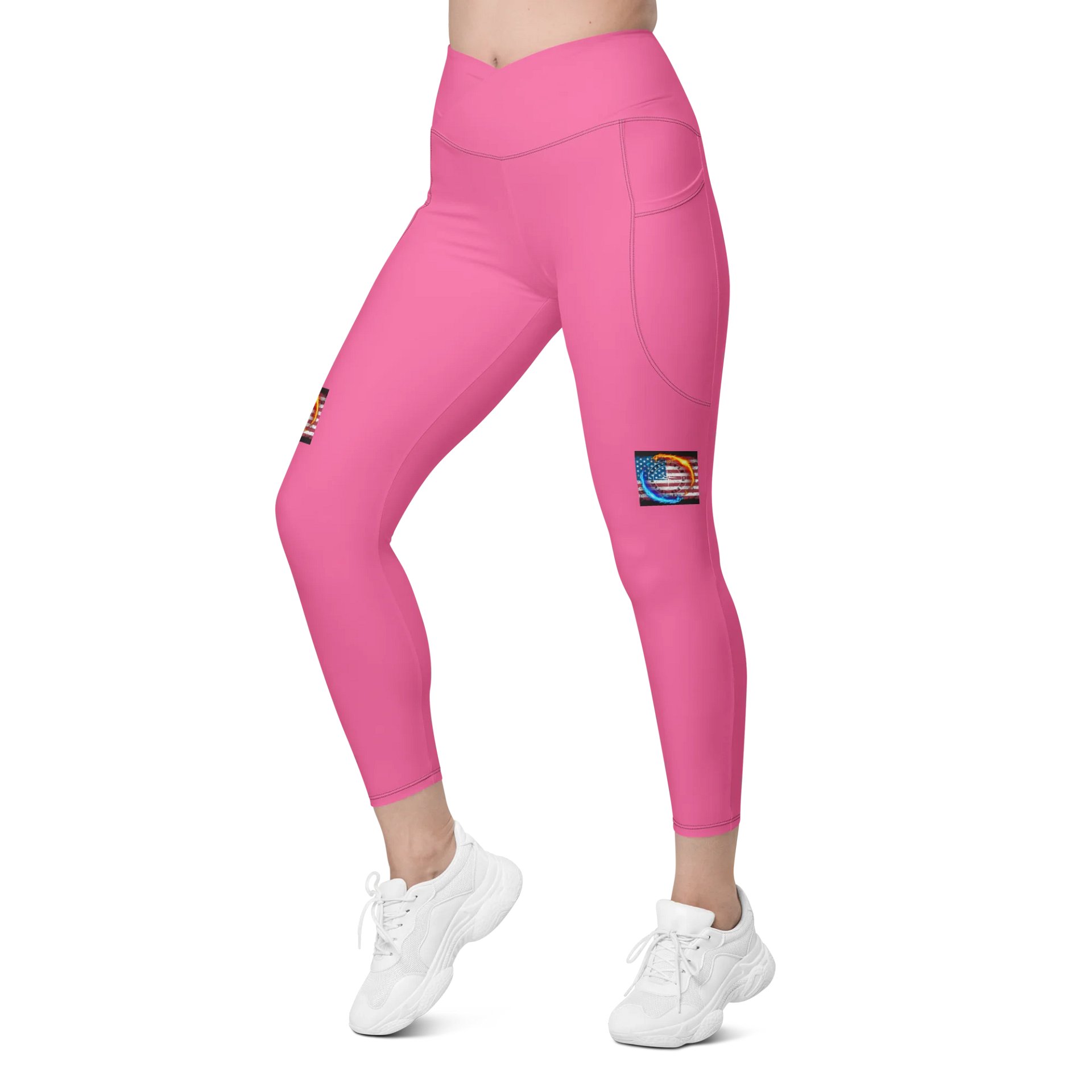 Leggings w pockets small logo pink product image (5)