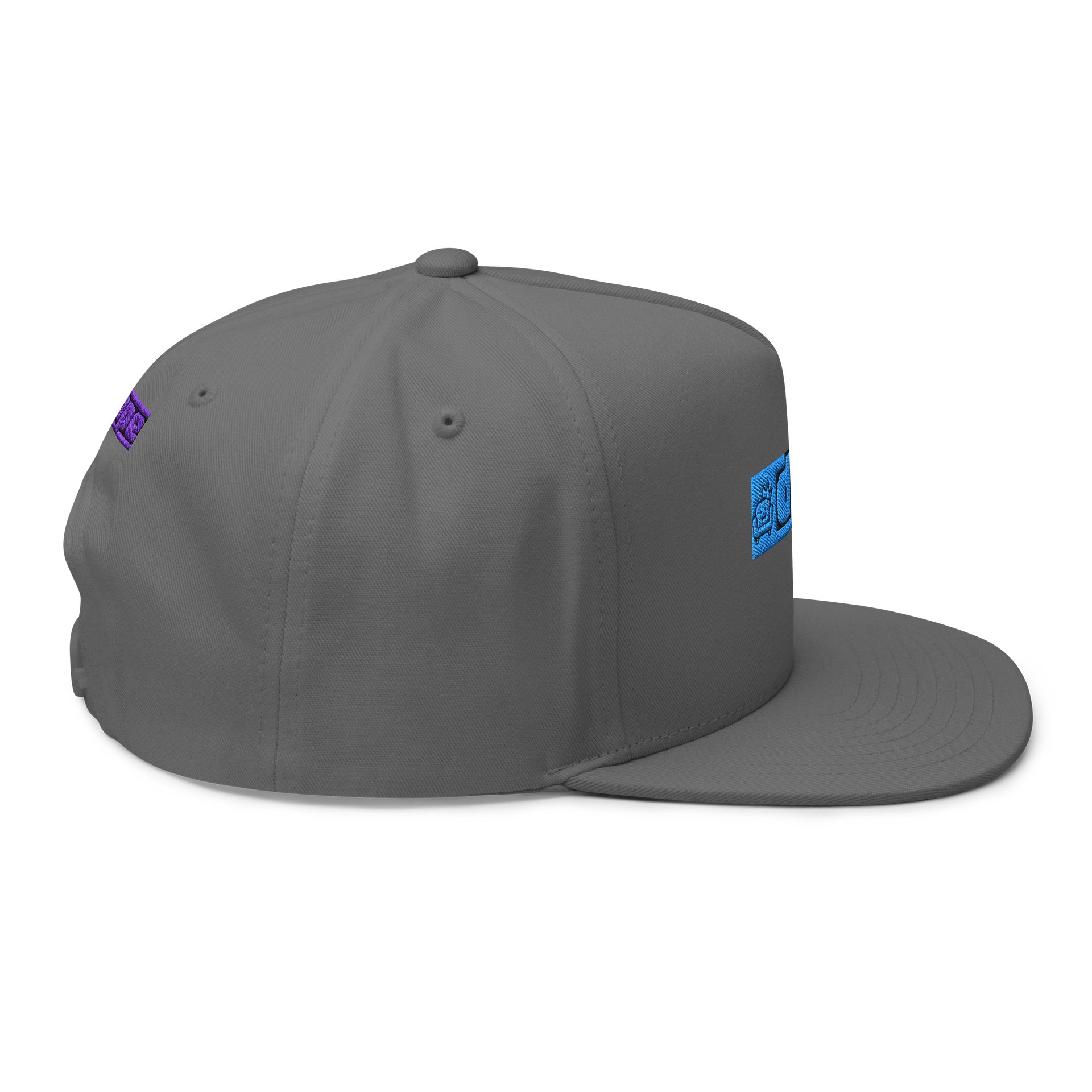 Gray Flat Brimmed Hat Blue Logo product image (5)