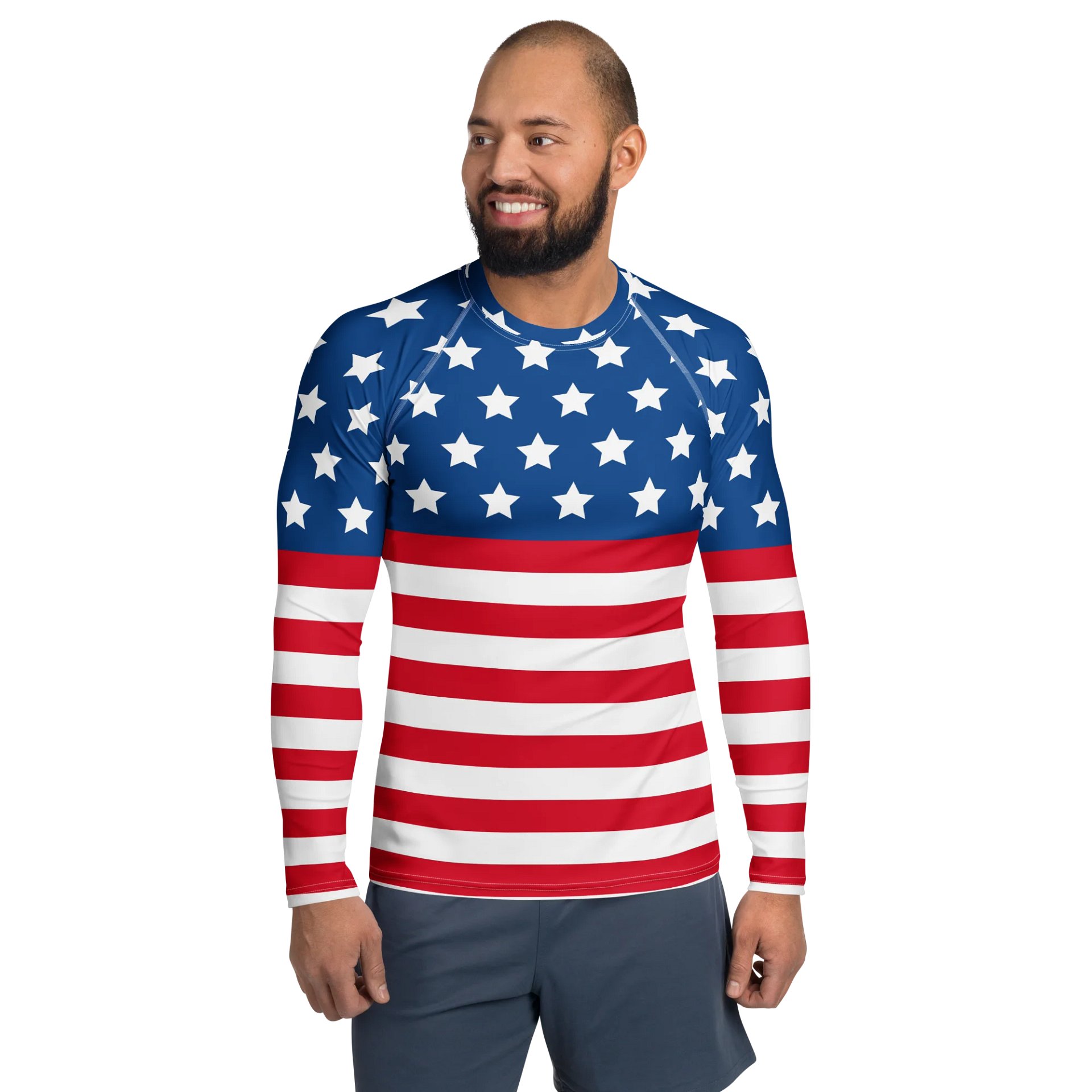 Patriotic Performance: All-Over Print Men's Rash Guard product image (1)