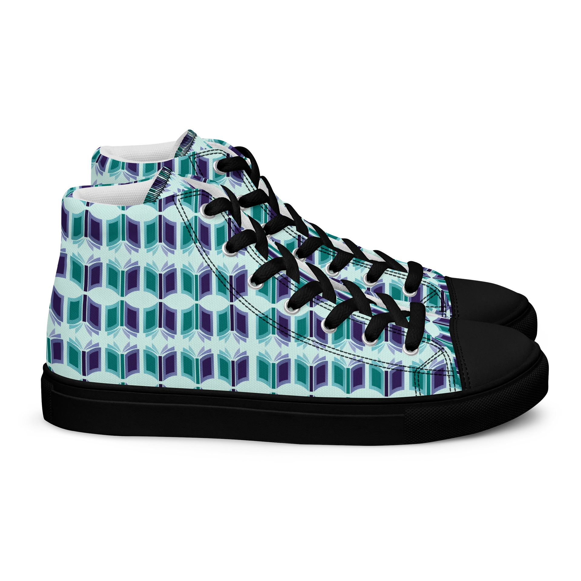Women's High Top Canvas Shoes (Light Teal Background) product image (2)