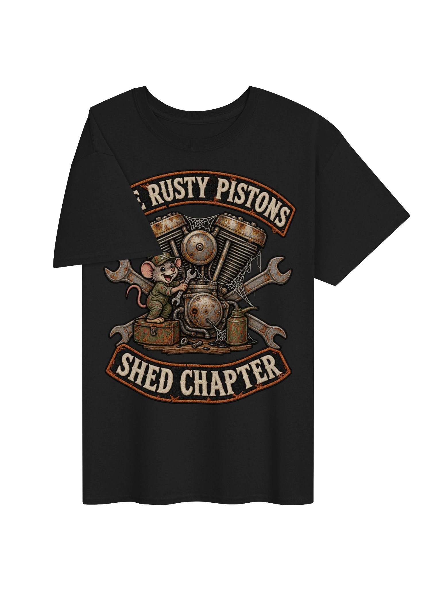 The Rusty Pistons Shed Chapter – Funny Biker Patch T-Shirt product image (3)
