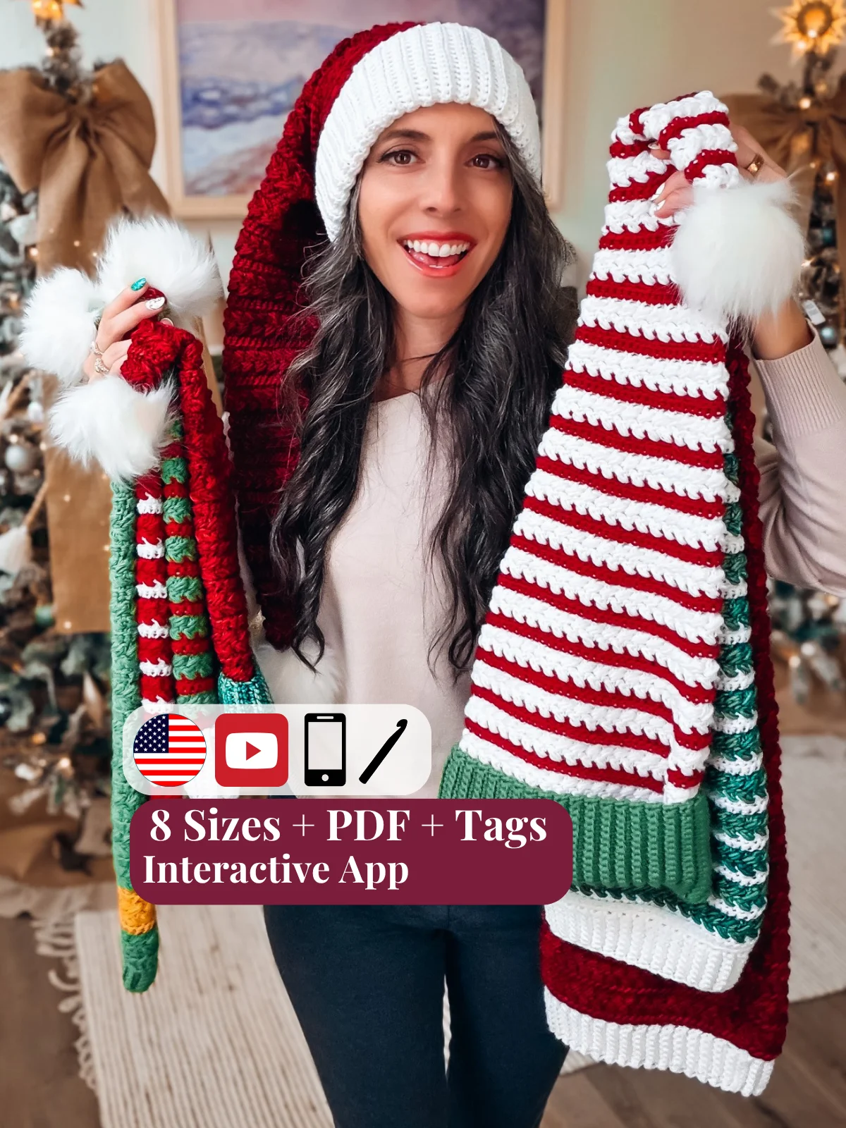 Wheat Stitch™ Crochet Santa & Elf Stocking Hat product image (1)
