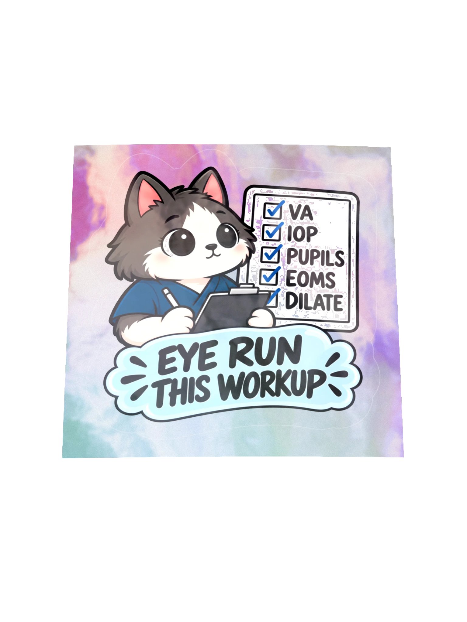 Sleepy Optometrist Eye Run This Workup Holographic Sticker Sheet product image (1)