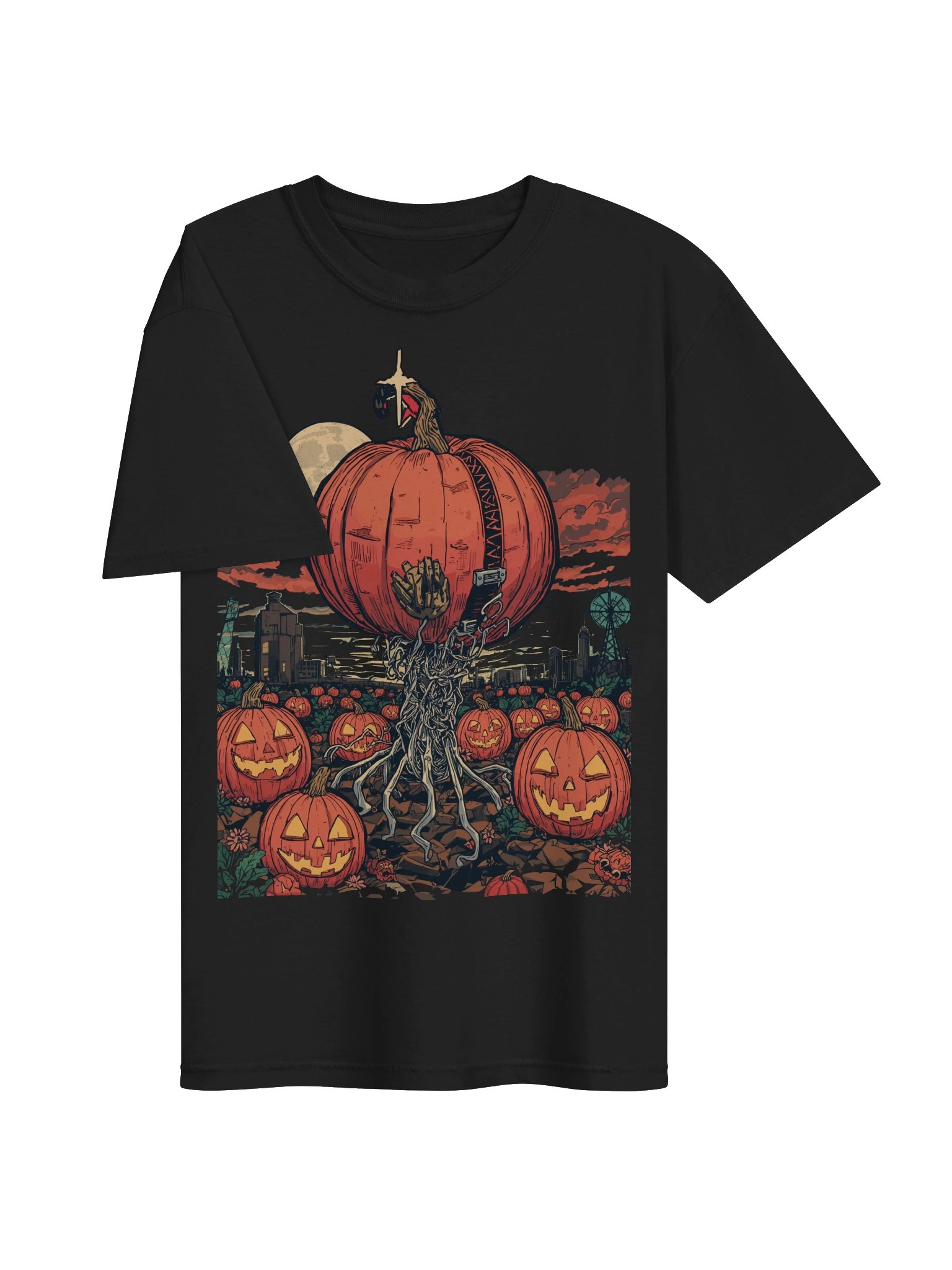 Moonlit Pumpkin City Halloween Heavyweight T-Shirt product image (6)