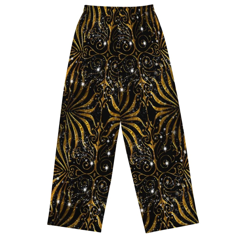 Black and Gold Victorian Sparkle Wideleg Pants product image (1)