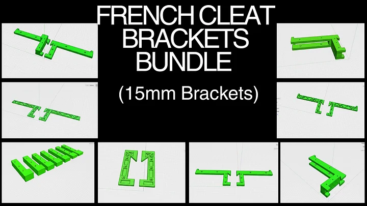 15mm French Cleat Brackets 3D Print Stl File Bundle product image (1)