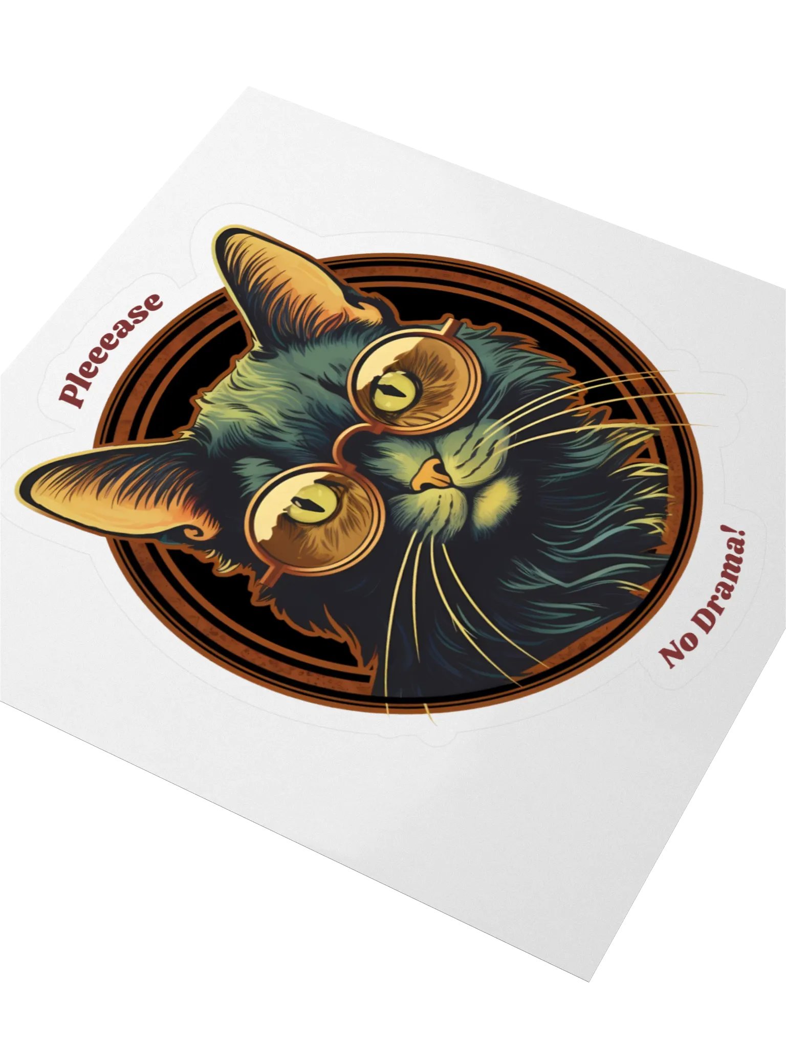 Cat with Glasses Please No Drama! Sticker product image (3)