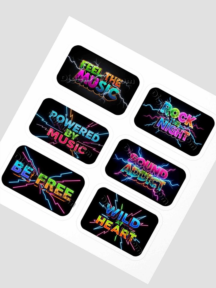 Neon Music Vibes Black Sticker Set product image (2)