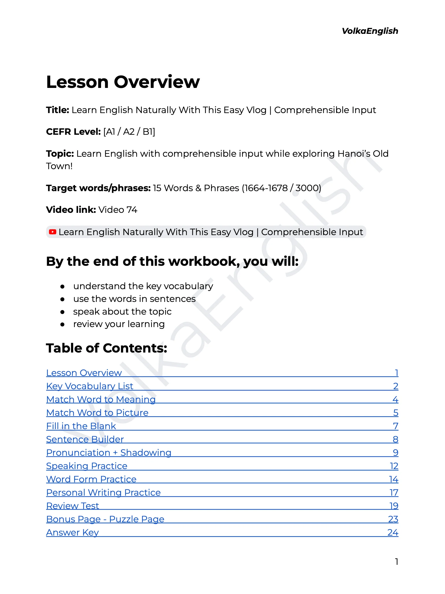 Learn English Naturally With This Easy Vlog | Comprehensible Input - Video 74 Study Pack product image (2)