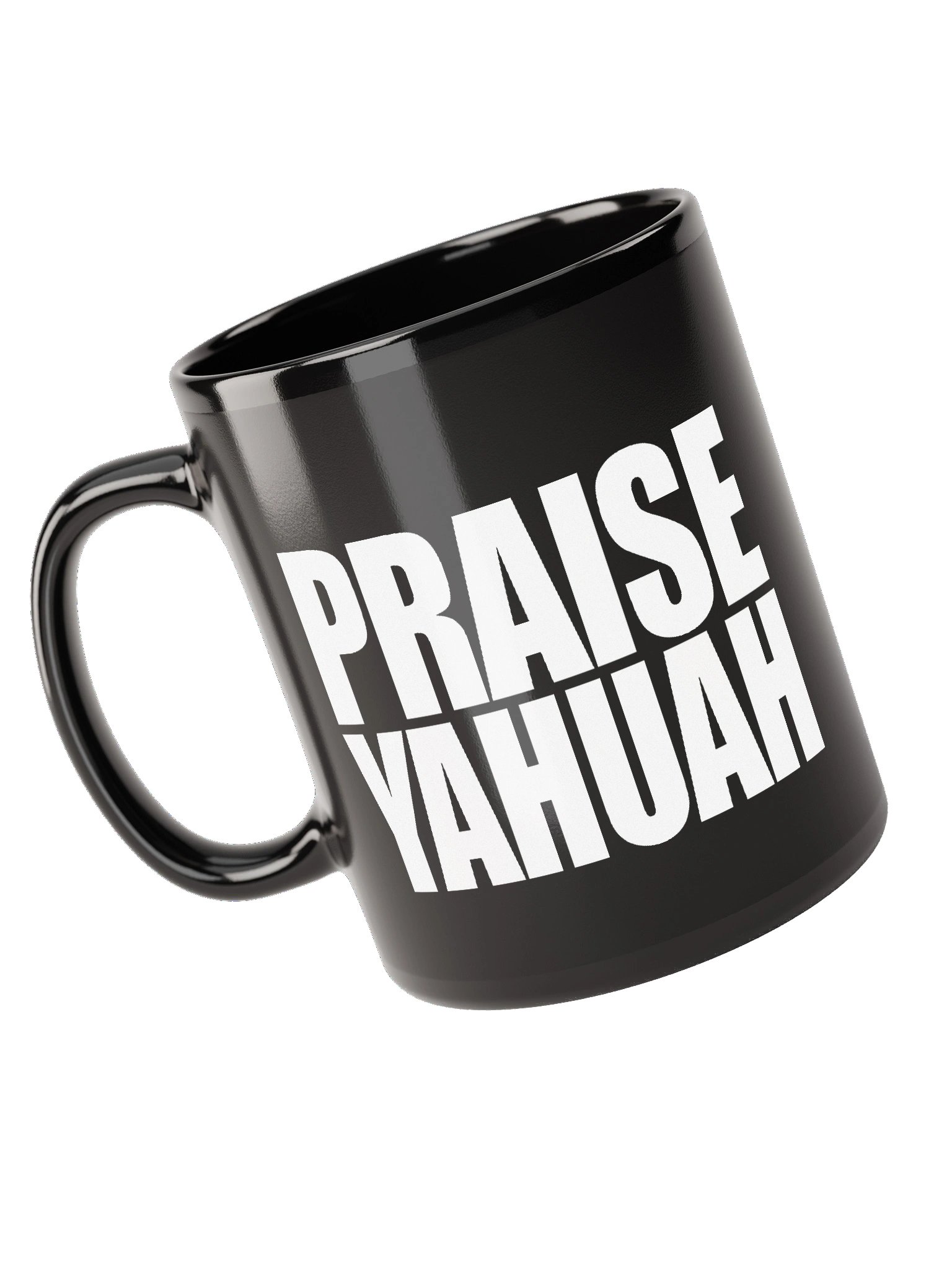 PRAISE YAHUAH Black Glossy Mug product image (5)