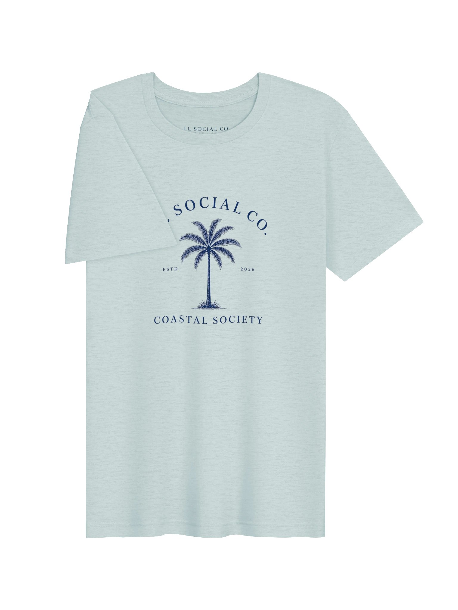 LL Social Co. Coastal Society Essential Tee — Palm | Navy (Front) product image (43)