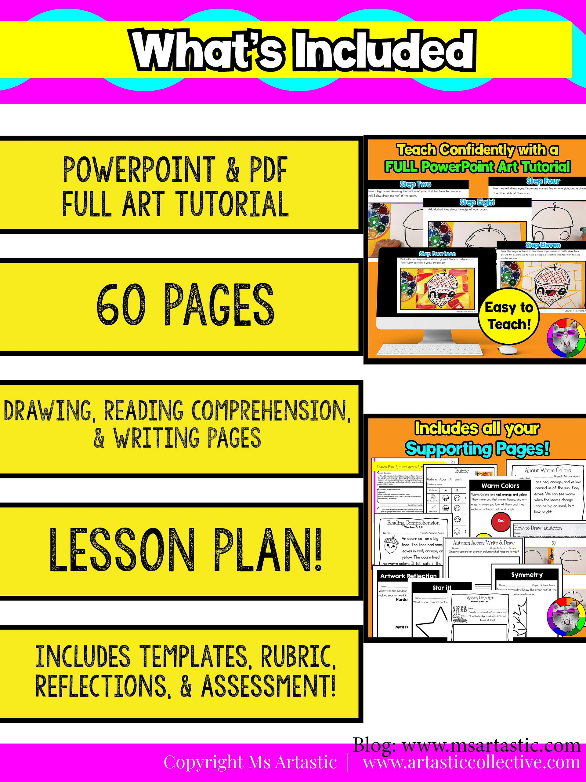Autumn Art Lesson Acorn Art Project Fall Reading Comprehension Writing Prompts product image (6)