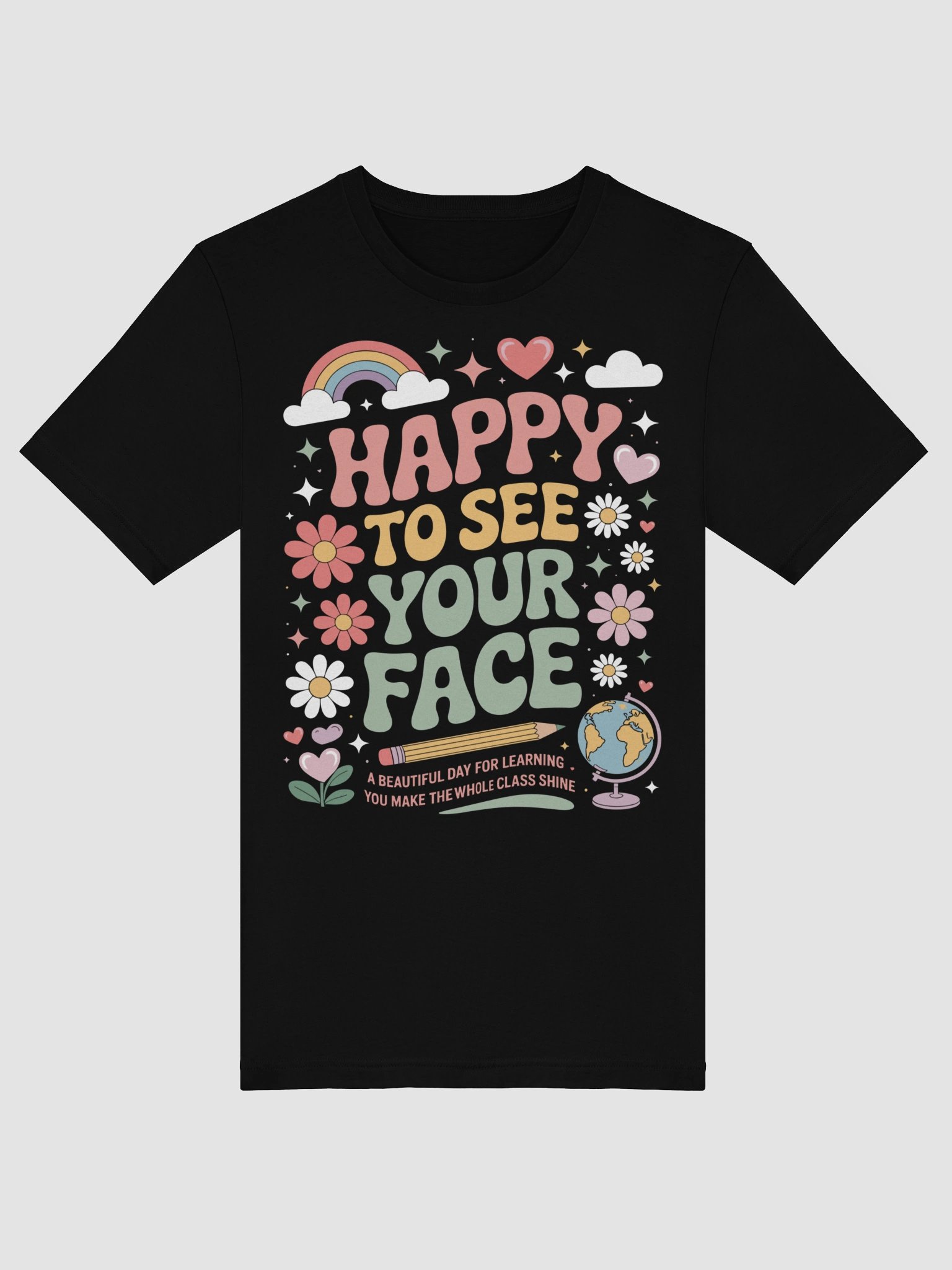 Happy To See Your Face Teacher Student Funny Back To School Unisex T-Shirt product image (5)