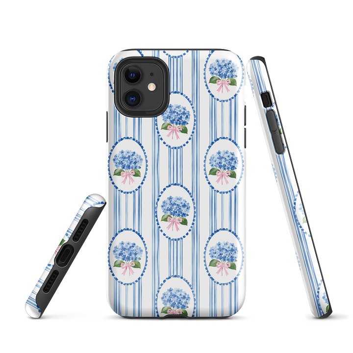Blue Floral Stripe Tough iPhone Case product image (1)