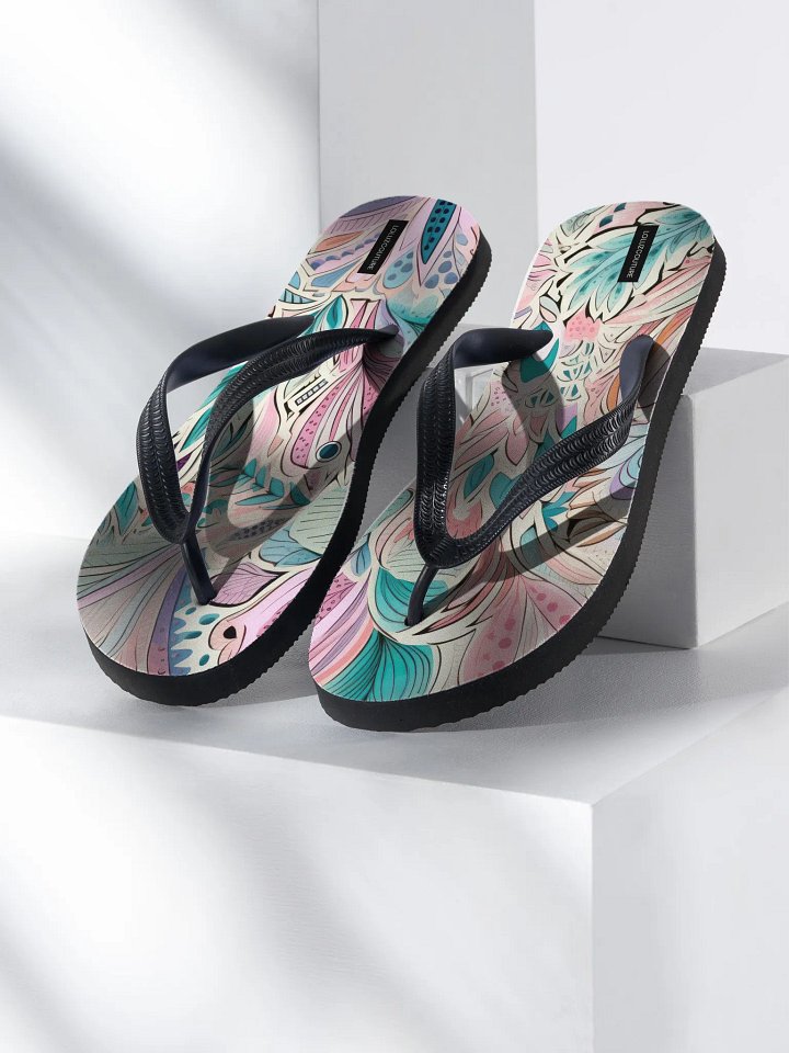 Colorful Pastel Peacock Feather Flip-Flops product image (1)