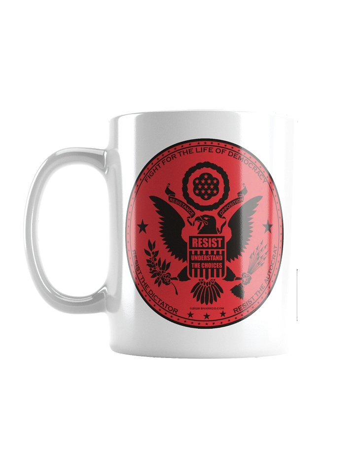 High quality white ceramic political mug says "Fight For The Life Of Democracy." product image (3)