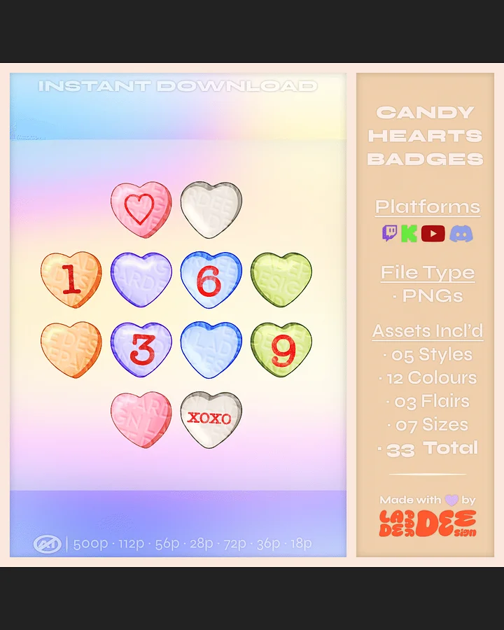 Candy Heart Badges product image (1)