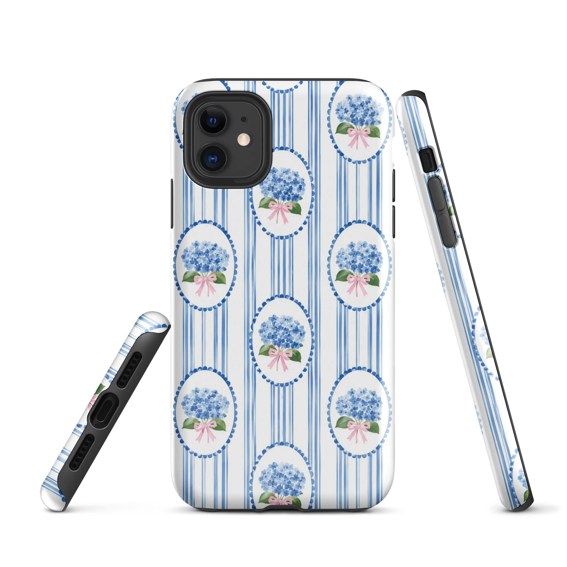 Blue Floral Stripe Tough iPhone Case product image (1)