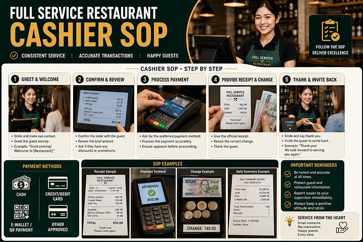 Full Service Restaurant CASHIER SOP product image (2)