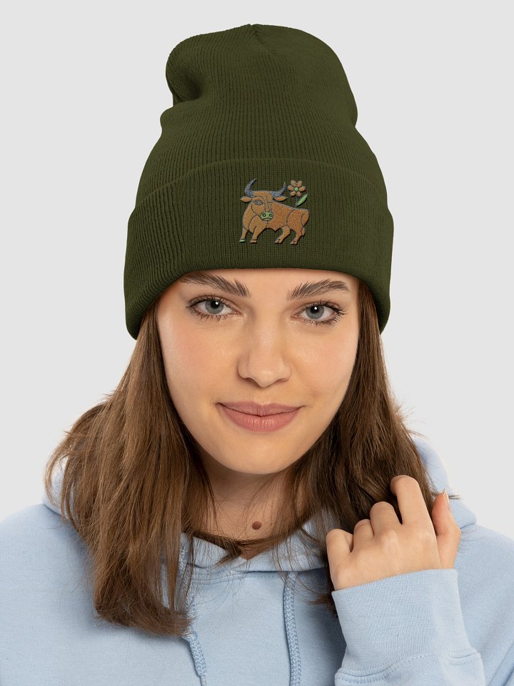 Folk-Inspired Bull Beanie - Embroidered product image (2)