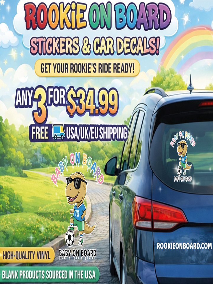 Funny T-rex Soccer Baby on Board Sticker - 5x5 Weatherproof Vinyl Car Decal - Cute T-rex Soccer Mom and Soccer Dad Gift product image (2)