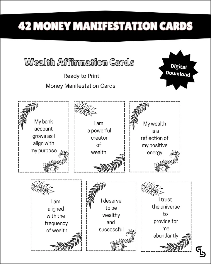 42 Money Manifestation Cards, 2.5 x 3.5 Inches Cards, Digital Manifestation Cards, Wealth Manifestation Cards product image (1)