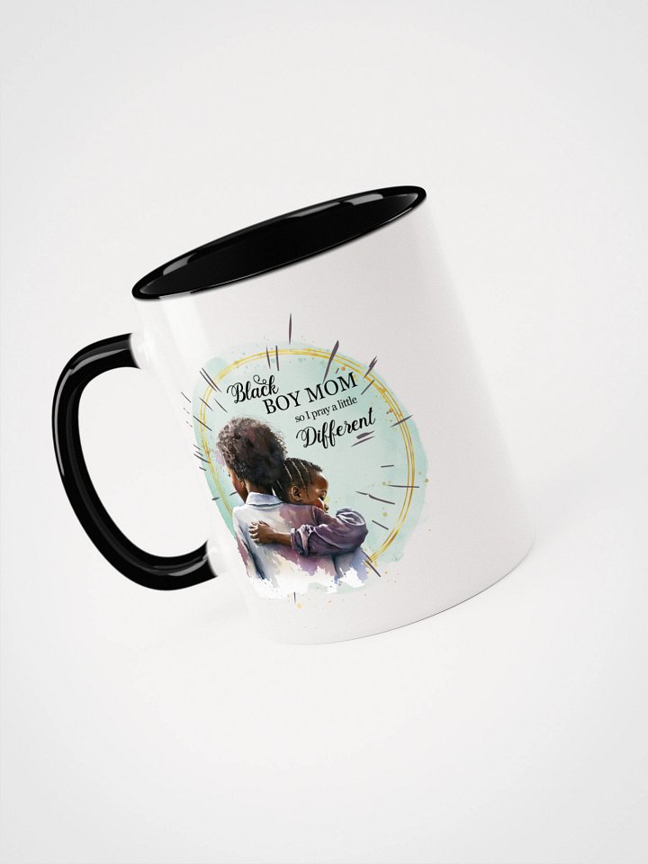 Black Boy Mom I Pray Different Heart Art Ceramic Mug with Color Interior product image (1)